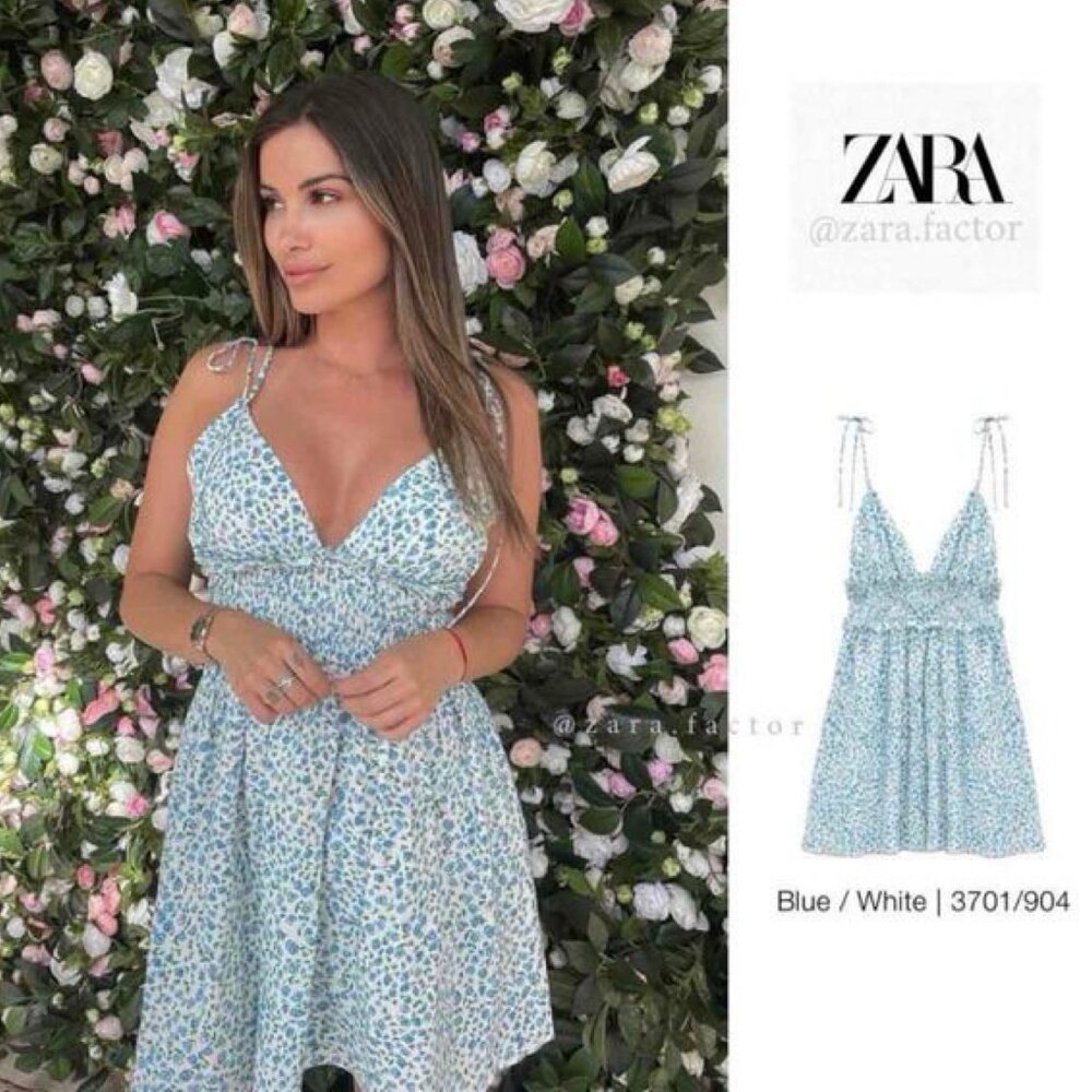 Zara Floral Print Linen Blend Mini Dress - XS - NWT